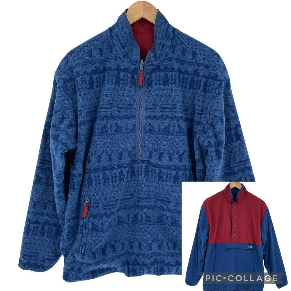 Chubbies The Arctic Tundra Reversible Fleece Pullover Windbreaker Jacket Small‎